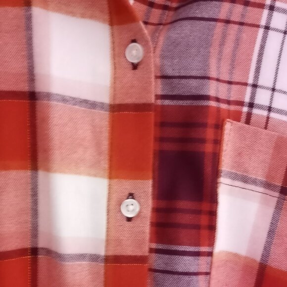 'CATO' NWT Plaid Shirt Size XL Burnt Orange/White, etc 100%Cotton - Picture 2 of 13